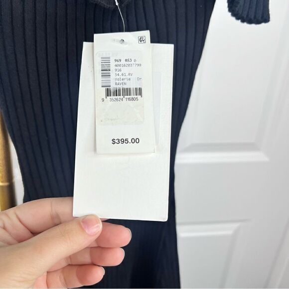 Sz 6 Anna Quan Black Valerie Off-Shoulder Knit Midi Dress - Picture 10 of 15